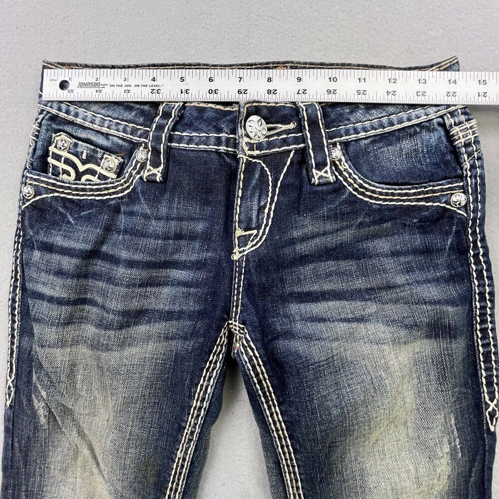 Rock Revival Jamila Boot Jeans Women's 26 Embellished Flap Pocket Distressed - Picture 13 of 16